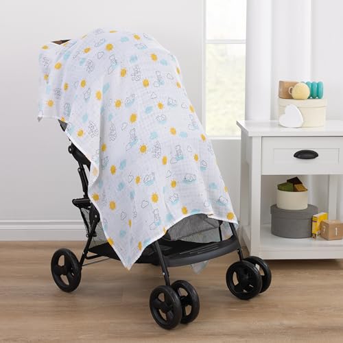 Disney Winnie the Pooh 3 Piece Muslin Swaddle Baby Blanket Set - color: Winnie the Pooh Yellow, Aqua, and White