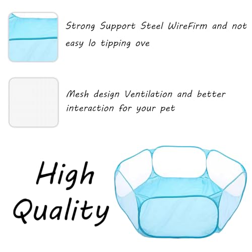 Small Animals Playpen, Portable Pop-up Open Interactive Pet Tent, Indoor Outdoor Fence for Rabbits, Guinea Pig, Hamster, Chinchillas, Kittens, Puppies - color: Blue