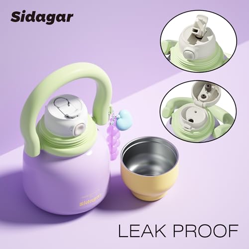 22 oz Leakproof Insulated Water Bottle with Handle Dual Lid Purple | 316L Stainless Steel | Dual Drinking Options | BPA-Free | Steel | Cold 24H & Hot 12H | Wide Mouth Design | Easy Cleaning - color: Purple