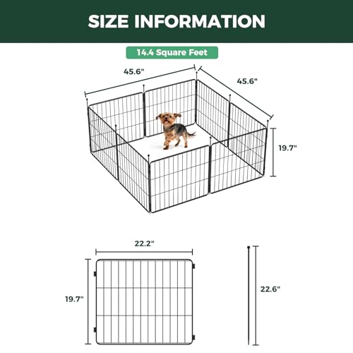 FXW MiniPaws Dog Playpen, Indoor, Yard & RV Camping, 20" H, 8 Panels | Portable, Expandable Layout, Tool-Free Setup, For Puppies & Small Dogs - size: 20"H