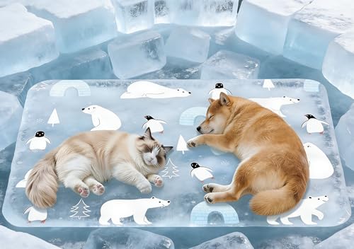 Water-Fillable Pet Cooling Mat, Pressure Activated Gel Cooling Pad for Dogs & Cats, Durable & Scratch Resistant, Perfect for Hot Weather to Prevent Overheating (88, Bear Gray, Medium) - color: BEAR GRAY, size: 15.7*19.7