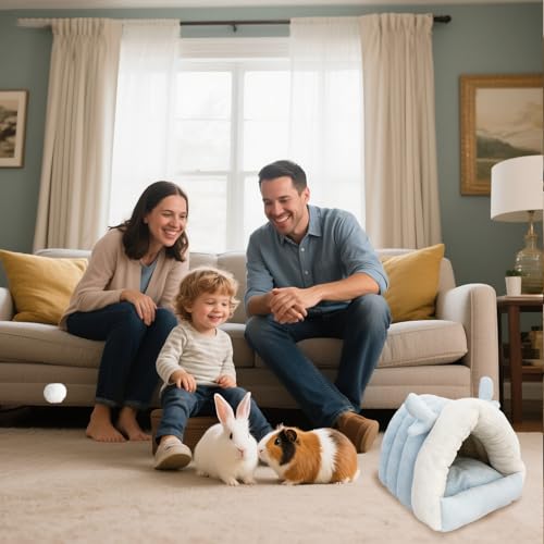 Guinea Pig Hideout, Warm Bed for Guinea Pig,Rabbits, Chinchillas, Guinea Pig Bed, Cozy Small Animal Winter Shelter (Blue, Large) - color: Blue, size: Large
