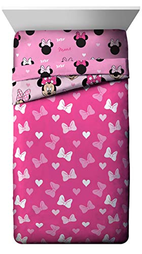 Jay Franco Disney Minnie Mouse Hearts N Love 9-Piece Full Bedding Bundle- Includes Bed Set, Drapes Set