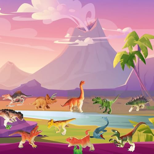 Yowlieu 14 Pcs Figures Toys Realistic Mini Dinosaurs Animal Figurines, Plastic Learning Educational Playset Animal Themed Party Supplies Cake Topper Ornaments for Easter Egg Birthday Christmas - size: 14 Pcs Dinosaurs