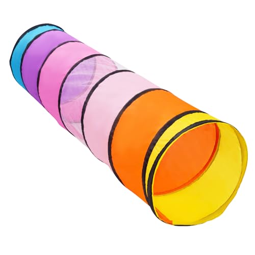 Kids Play Tunnel,Pop Up Crawl Through Tunnel Play Tent for Baby Kids Children or Pet,Foldable Pop Up Tents with Carry Bag (Pink Colorful Tunnel) - style: Pink Colorful Tunnel