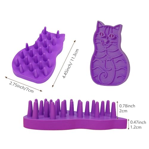 Pet Bath & Massage Brush,Pet Grooming Brush,Soft Rubber Scrubber for Brushing,Massaging,Bathing,Shampooing and Reducing Hairballs (Purple, Style 1) - color: Purple