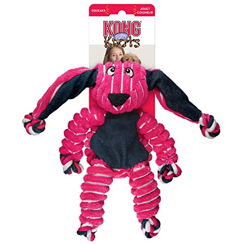 Kong Floppy Knots Rope and Plush Dog Toy, Bunny, Medium/Large | Knotted Rope & Plush Toy with Minimal Stuffing & a Squeaker, Great for Teething, Tugging & Lively Play - color: Bunny, size: Medium/Large