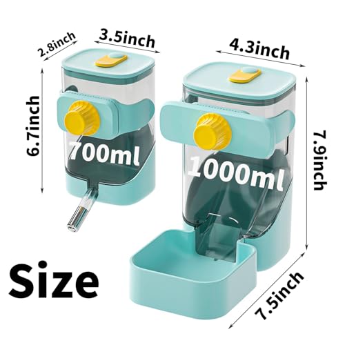 PODOO 34oz Rabbit Food Dispenser, Bunny Feeder Bowl, Large Hanging Automatic Pet Food Dispenser, Hanging Outside or Inside The Cage for Ferret Guinea Pig Rat Cat Puppy (Food) | 34oz hanging gravity feeder with clear detachable container; mounts inside or