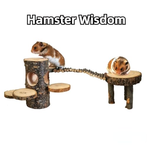 Wooden Hamster Platform Toy, Safe Wood Chinchilla Activity Playground Stand Ladder for Pet Guinea Pig Climbing Bridge Hamster Hideout