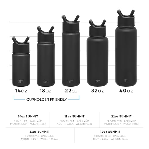 Simple Modern Insulated Water Bottle with Straw | 18oz | Black | Summit Stainless Steel Water Bottles, Metal Cup | Leak Proof for School, Gym, Travel, Sports | Midnight Black - color: - Midnight Black, style: 18oz