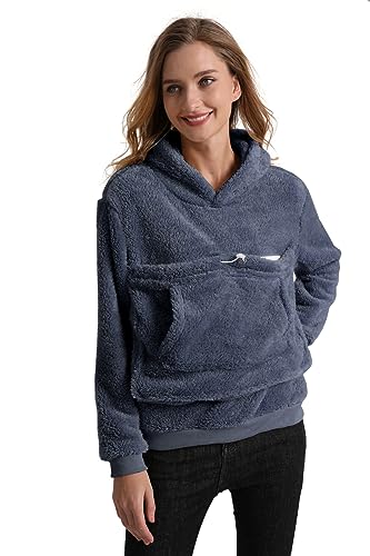 Pet Cat Dog Pouch Hoodies Small Animal Carrier – Kitten Puppy Pouch Sweatshirt Kangaroo Pocket Pullover Top - color: Darkblue, size: XX-Large
