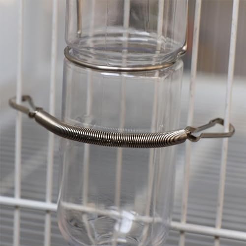 5Pcs Spring with 2 Clips Used Singly or in Combination to Hold Rabbit Water Dispenser Drinking Bottle for Small Animals Feeding and Watering Supplies
