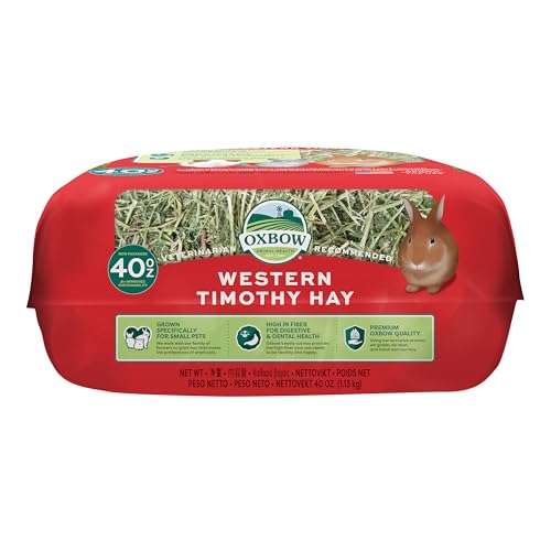 Oxbow Western Timothy Hay, Rabbit & Guinea Pig Hay, High Fiber, USA, 40 oz | Oxbow Timothy Hay, Bunny Hay For Rabbits, Guinea Pigs, Bunnies and Chinchillas, Hand-Sorted, De-Dusted, Made in USA - size: 40 Ounce (Pack of 1)