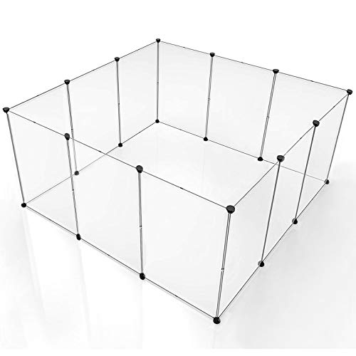 BRIAN & DANY Pet Dog Playpen, Clear Acrylic Puppy Dog Play Pen Indoor, Portable Small Animal Transparent Fence Panels for Rabbit, Kitten, Bunny, Cat, 28 X 20 Inch - style: 28 X 20 Inch