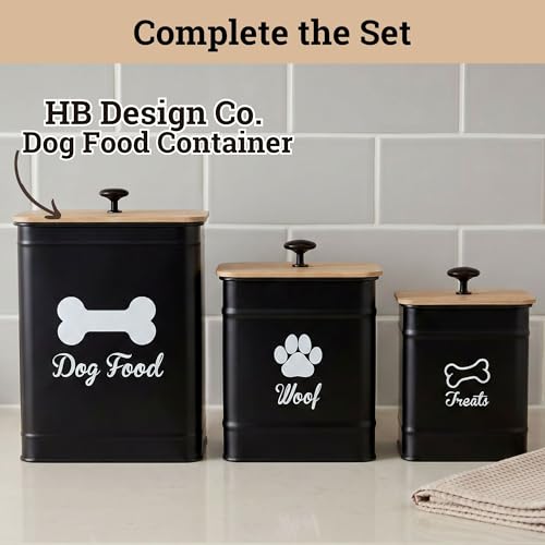 Dog Treat Container Airtight Set of 2 - 8x6 & 7x5 inch Iron Dog Treat Jars for Kitchen Counter with Airtight Bamboo Lids - 20 Cup Capacity Pet Treat Container Set - Doggie Cookie Jar - Treats Canister | Fits All Popular Treats, Up to 20 Cups Combined Capa