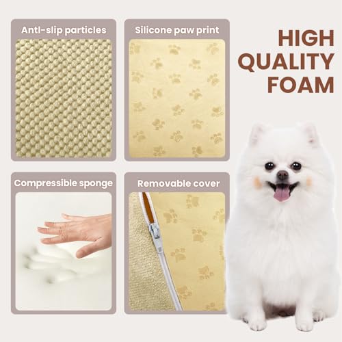Dog Stairs for Small Dogs, High Density Foam Dog Steps, Extra Wide Non-Slip Pet Ramp for High Beds Or Couch, Soft Doggie Ladder for Dogs Injured, Older Pets, Small Cats - color: Camel, size: 4 Steps