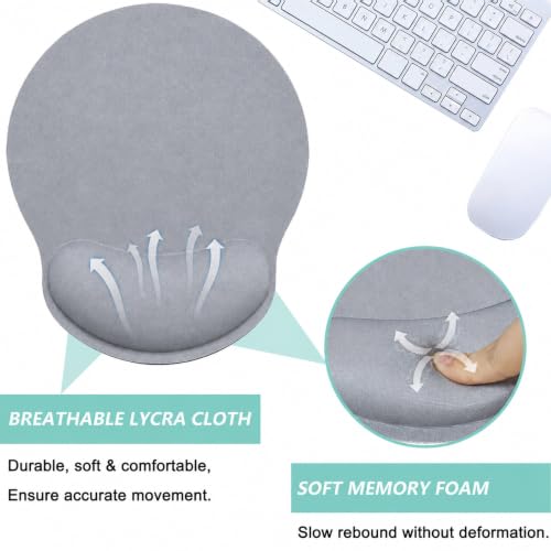 Mouse Pad with Wrist Support, Ergonomic Mouse Pad with Memory Foam Wrist Rest Cushion, Non-Slip Rubber Base Gaming Mice Pad for Home Office Computer Laptop, Light Grey - color: Light Grey