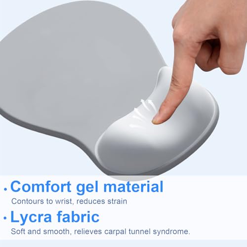 Ergonomic Mouse Pad with Gel Wrist Support, Comfortable Wrist Rest Mousepad with Non-Slip PU Base for Pain Relief, Desk, Home & Office(Grey) - color: Grey