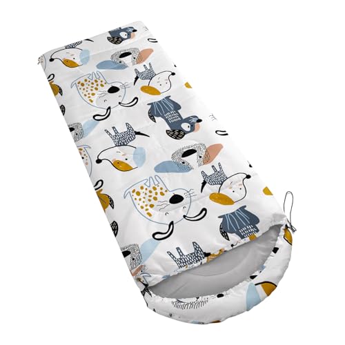 Galaxy Wolf Camping Sleeping Bags Warm & Cool Weather Waterproof Backpacking Blue Purple Starry Sky Sleeping Bag All Seasons Camping, for Adult Kids Boy Girls Camping Gear Equipment, Traveling - color: D-Dog2