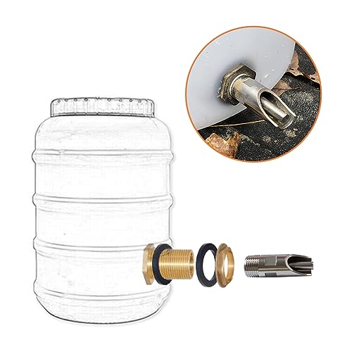 Joywayus 5PCS 1/2 Stainless Steel Automatic Pig Nipple Water Drinker Feeder Waterer + 5PCS 1/2 Female to 3/4 Male Brass Water Tank Connector Bulkhead Fitting Kit for Sows Piglets Drinking - color: silvery + brass -5pcs