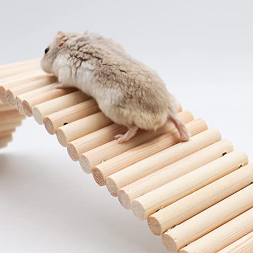 Rat Ladder Bridge, Wooden Hamster Climbing Ladder Toy, Small Animals Cage Accessories for Bird Parrot Hamster Mouse Rat Sugar Glider Hermit Crab Sugar Glider Chinchilla(23.62x3.14 Inches) - color: Pine Wood