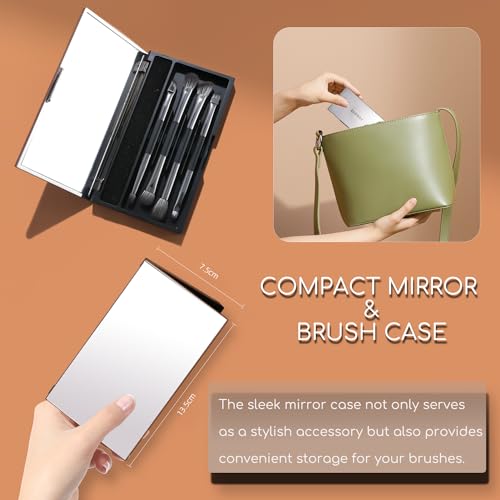 ENERGY Travel Eyeshadow Brush Set, Double Ended | Professional Eye Makeup Brushes with Color removal spone and mirror case - style: Dual Sided with m case 4pcs