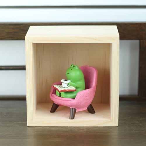 Mevodeata Cute Mini Frog Figurine with Small Sofa Resin Figure for Office Home Decor for Frog Lovers (Pink Sofa) - color: Book Frog-pink