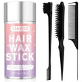 Hair Wax Stick, Slick Back Hair Brush, Wax Stick for Flyaways, Rat Tail Comb Edge Brush Styling Tool Set Accessories for Women Girls(Black) - color: 4 Piece (Black)