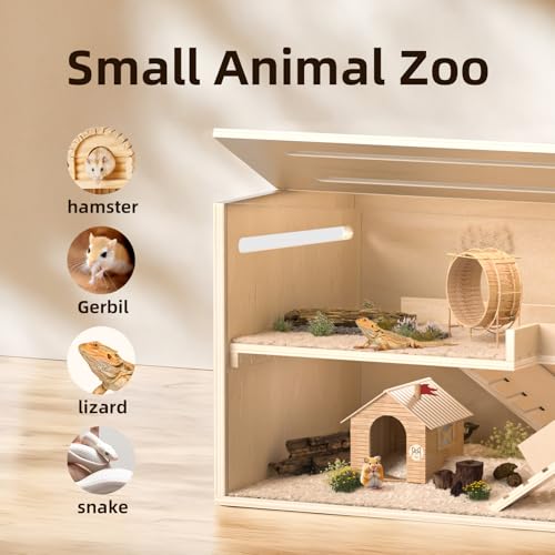 Hamster Cage Chewproof, 40" Wooden Guinea Pig Cage for Small Animals, Large Hamster Habitat, Openable Top with Easy View Acrylic Panels for Hamster, Rabbit, Guinea Pig, Hedgehog(40" L x 20" W x 20" H) - size: 40.0"L x 20.0"W x 20.0"H