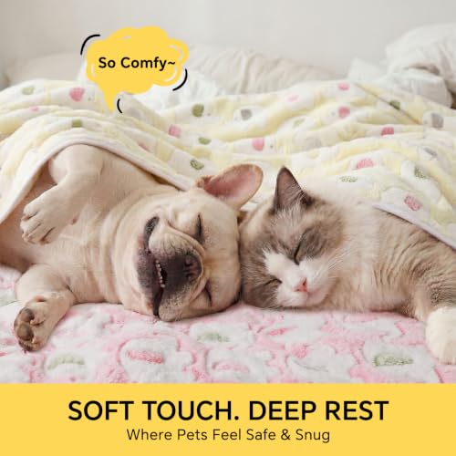 1 Pack 3 Blankets Super Soft Fluffy Premium Cute Elephant Pattern Pet Blanket Flannel Throw for Dog Puppy Cat Blue/Pink/Yellow Small(23x16 inch) - color: Blue/Pink/Yellow, size: 23x16 inch (Pack of 3)