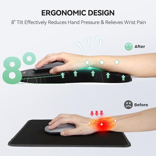TECKNET Ergonomic Mouse Pad with Wrist Rest,Soft Comfortable Massage Design | Memory Foam and Non-Slip PU Base for Pain Relief, Office Gaming Mousepad for Desk, Home, Office - Black - color: Black White