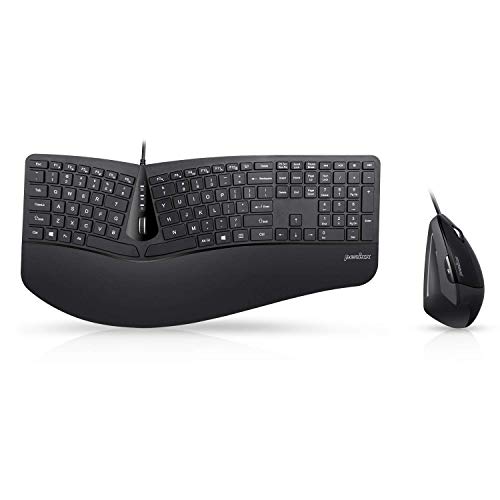 Perixx Periduo-505, Wired USB Ergonomic Split Keyboard and Vertical Mouse Combo with Adjustable Palm Rest and Short Tactical Membrane Keys, US English Layout - style: Wired