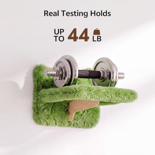 16-in-1 Cat Wall Shelves, Cat Furniture w/Tunnel & Bridge, Green | Wall Mounted Cats Shelf Set with Plush Fabric, Cat Climbing Wall Systems for 16 Inch Drywall, with Scratching Posts, Condos - color: Green, size: 16-in-1