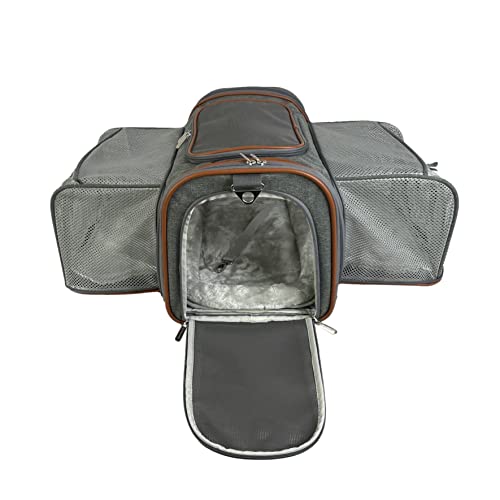 Mr. Peanut's Big Apple XL Double Expandable Pet Carrier (Platinum Gray)