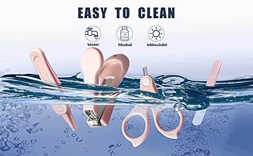 Baby Nail Clippers, 4-in-1 Safe Baby Nail Kit with Cute Case, Nail Clipper, Scissors, Tweezers, Baby Nail File Set for Newborn, Infant, Toddler and Kids-Pink - color: Pink