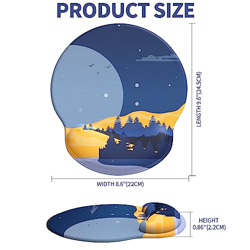 Mouse Pad with Wrist Rest, Comfortable Computer Mousepad with Gel Wrist Support Smooth Surface and Non-Slip PU Base for Pain Relief, Laptop, Office & Home (Moon Night) - color: Moon Night