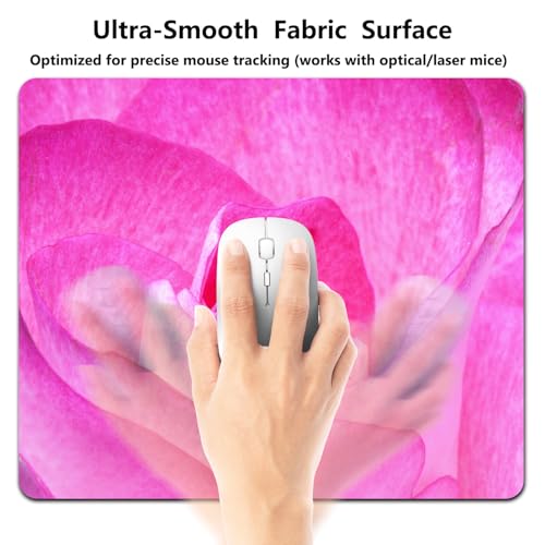 Vibrant Pink Rose Close-Up Mouse Pad, Floral Macro Art Print Desk Mat | 9.5"x 7.9", Romantic Nature Flower Petals, Nature Valley Scenery, Cute Smooth & Anti-Slip Mousepad - color: Colorful Design Wknoon-Art 35