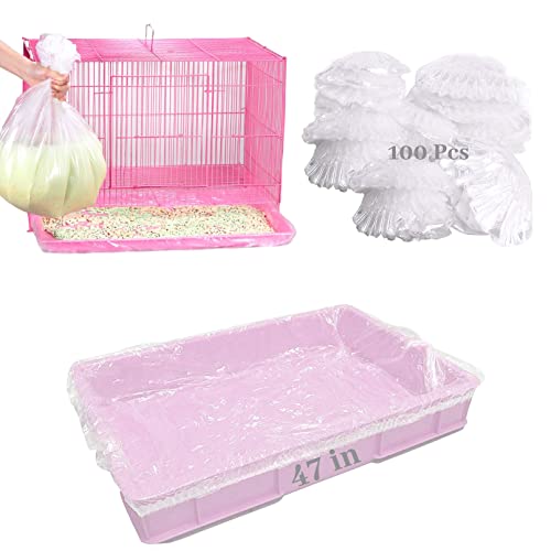 BNOSDM 100 PCS Disposable Rabbit Cage Liner Plastic Guinea Pig Cage Bedding Hamster Litter Pan Bags Universal Toilet Film for Bunny Chinchilla Ferret Hedgehog Small Animals (47") - color: Transparent-100 Pcs