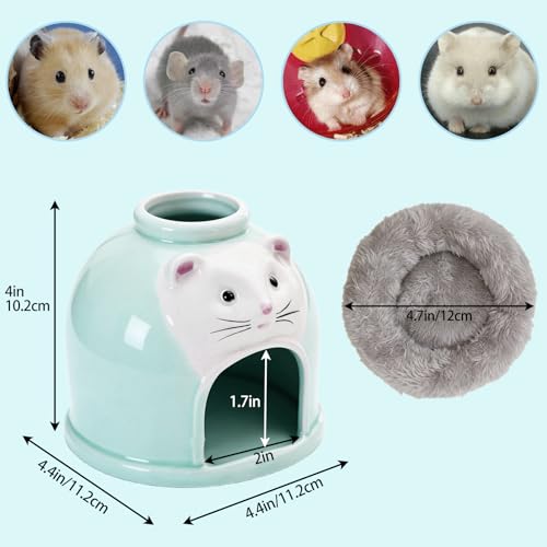 Ceramic Hamster Hideout Syrian Hamster House and Habitat Gerbil Hideaway Cooling Cave for Rat Mice Cage Decor Accessories (Blue) - color: Blue