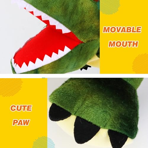Easfan Dinosaur Hand Puppet with Movable Mouth Plush Toy Gift for Kids 11" | Role play preschool teaching, cute dinosaur stuffed animal, creativity imagination, Easter Christmas birthday holiday gift - style: Dinosaur