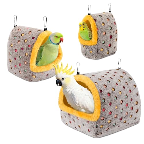 VZZNN Bird House & Bed for Cage, Plush Parakeet Nest Hammock for Parrots | Cozy, Safe & Easy‑to‑Hang Bird Nest – Support Plate, 3 Sizes, Perfect for All Parrots.