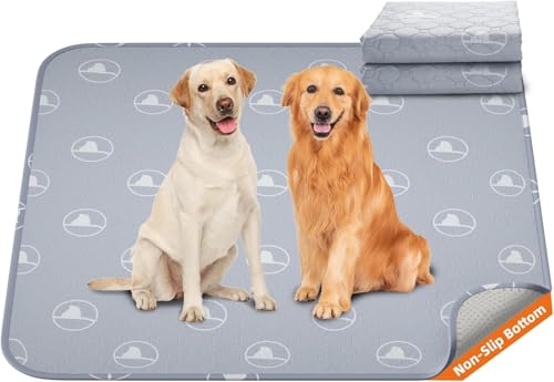 PJYuCien 2 Pack 36"x36" Reusable Playpen Training Pad for Puppies, Gray | Ideal for Small Animals, Dog Crate Pad, Travel Mat, Sofa Protector, Non-slip Dotted Bottom, Machine Washable - color: Gray White, size: 36"x36" (2 Packs)