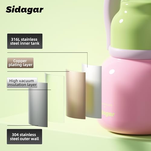 22 oz Leakproof Insulated Water Bottle with Handle Dual Lid Pink | 316L Stainless Steel | Dual Drinking Options | BPA-Free | Steel | Cold 24H & Hot 12H | Wide Mouth Design | Easy Cleaning - color: Pink