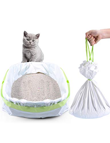 Litter Box Liners, 28 Count Giant Jumbo Cat Litter Pan liners, Drawstring Litter Liner Bags For Litter Box Pan, Extra Large Thick Kitty Litter Liner XXL, Eco Friendly Pet Supplies (45" x 18") - size: 1 Count (Pack of 28)