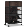 HABUTWAY 50" H Metal Large Ferret Cage, Rolling Chinchilla Cages with Removable Ramps & Double Door, Squirrel Cage with Locker, Small Animal Cages Wooden Pet Crate Furniture - color: Dark Brown, size: 30.0"L x 19.5"W x 50.0"H