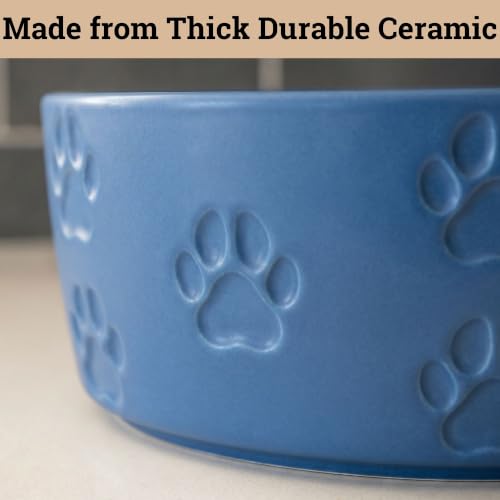Ceramic Dog Bowl Set of 2 with Anti-Skid Base, 5.5"W x 2"H, 2 Cup Capacity | Thick Ceramic, Dishwasher Safe, Anti-Skid Rubber Base, 2 Cups per Bowl, Ceramic Food and Water Bowls Set of 2 for Small Dogs - color: Blue, size: Small