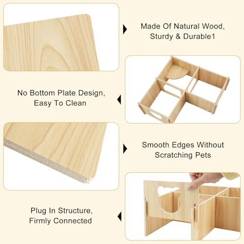 RETON Wooden Hamster House, Hamster Hideout Corner Hamster Accessories, Hamster Hides Platform with Stairs, Hamster Toys Cage Decor for Syrian Hamsters Dwarf Hamster Rat Gerbil