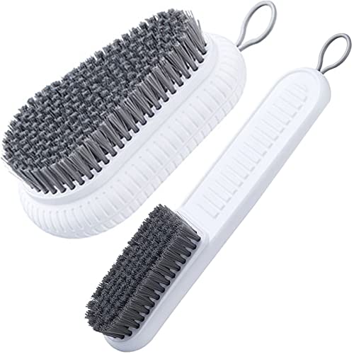 Cleaning Brush Soft Bristle Brush Laundry Scrub Brush Clothes & Shoes Brush | 2 Pack Scrubbing Brush Easy to Grip Household Cleaning Brushes Tool for Countertops Bathtubs - color: White