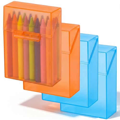 Clabby 4 Pcs Clear Plastic Crayon Boxes Hold 24 Count, Blue,Orange - color: Blue,Orange