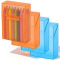 Clabby 4 Pcs Clear Plastic Crayon Boxes Hold 24 Count, Blue,Orange - color: Blue,Orange
